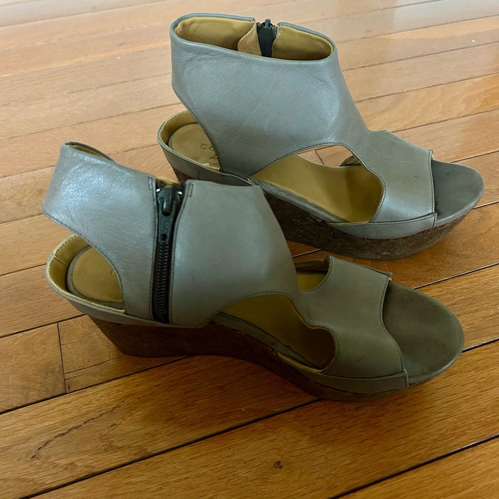 Coclico Stylish Gray Wedge Sandals -37
